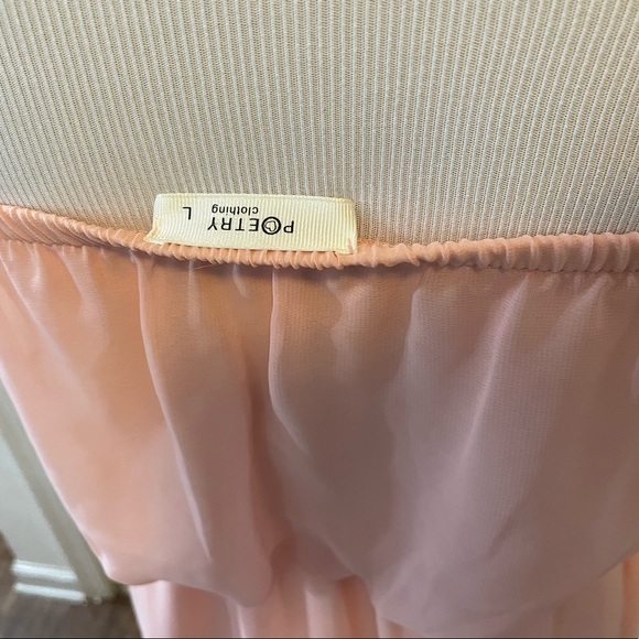 Women  Strapless Blouse High Low Poetry Coral Pink size large - Picture 2 of 7